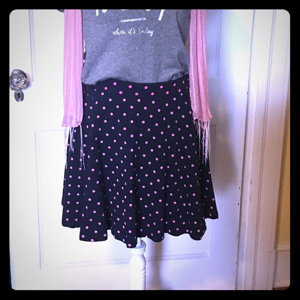 CLEARANCE!!! SO Navy Blue Skirt w/ Pink Polka Dots